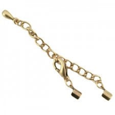 DQ metal extension chain set with lobster clasp and 2mm clamp Antique bronze